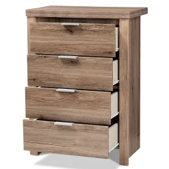 Baxton Studio Storage Cabinets<Laverne 38.19" High 4-Drawer Chest, Oak Brown (146-8296-HiT)