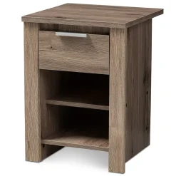 Baxton Studio Storage Cabinets<Laverne 21.65" High 2-Shelf Nightstand, Oak Brown (146-8295-HiT)