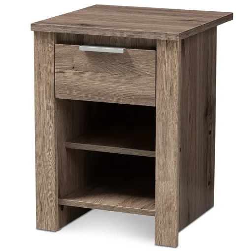 Baxton Studio Storage Cabinets<Laverne 21.65" High 2-Shelf Nightstand, Oak Brown (146-8295-HiT)