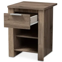 Baxton Studio Storage Cabinets<Laverne 21.65" High 2-Shelf Nightstand, Oak Brown (146-8295-HiT)