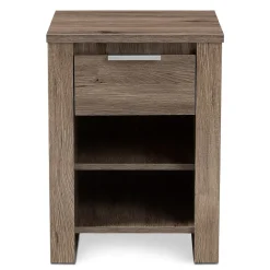 Baxton Studio Storage Cabinets<Laverne 21.65" High 2-Shelf Nightstand, Oak Brown (146-8295-HiT)