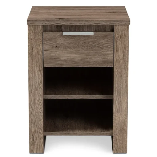 Baxton Studio Storage Cabinets<Laverne 21.65" High 2-Shelf Nightstand, Oak Brown (146-8295-HiT)