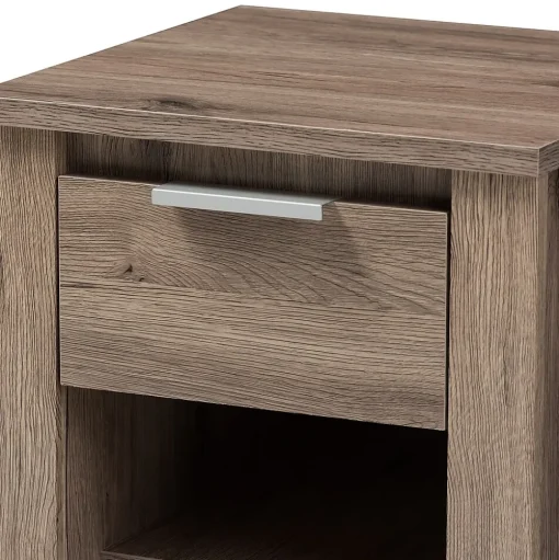 Baxton Studio Storage Cabinets<Laverne 21.65" High 2-Shelf Nightstand, Oak Brown (146-8295-HiT)