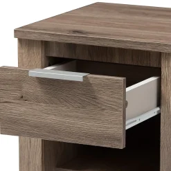 Baxton Studio Storage Cabinets<Laverne 21.65" High 2-Shelf Nightstand, Oak Brown (146-8295-HiT)