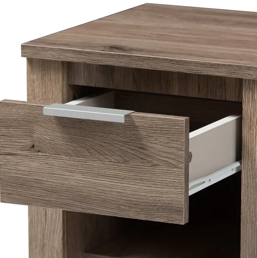 Baxton Studio Storage Cabinets<Laverne 21.65" High 2-Shelf Nightstand, Oak Brown (146-8295-HiT)