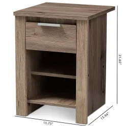 Baxton Studio Storage Cabinets<Laverne 21.65" High 2-Shelf Nightstand, Oak Brown (146-8295-HiT)