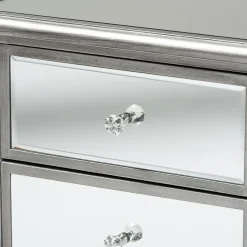 Baxton Studio Storage Cabinets<Leonie 24.21" High 2-Drawer Nightstand, Silver and Mirror (162-10266-HiT)