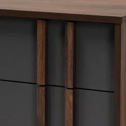 Baxton Studio Storage Cabinets<Naoki 25.6" High 6-Drawer Dresser, Grey and Walnut (168-10930-HiT)
