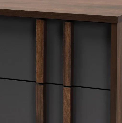Baxton Studio Storage Cabinets<Naoki 25.6" High 6-Drawer Dresser, Grey and Walnut (168-10930-HiT)