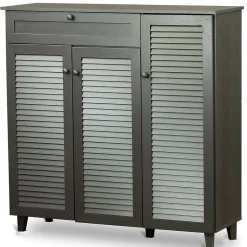 Baxton Studio Storage Cabinets<Pocillo 45.25'' W x 14.5'' D Storage Cabinet, Dark Brown (5308-STPL)