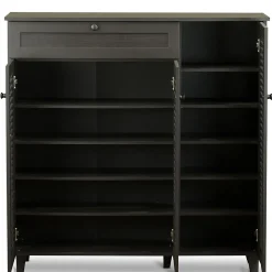 Baxton Studio Storage Cabinets<Pocillo 45.25'' W x 14.5'' D Storage Cabinet, Dark Brown (5308-STPL)