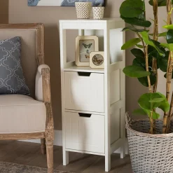 Baxton Studio Storage Cabinets<Reuben 35.04" High 1-Shelf Storage Cabinet, White (163-10299-HiT)