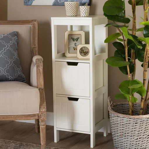 Baxton Studio Storage Cabinets<Reuben 35.04" High 1-Shelf Storage Cabinet, White (163-10299-HiT)