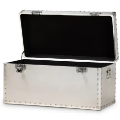 Baxton Studio Storage Cabinets<Serge 13.98" High Storage Trunk, Silver (160-10246-HiT)