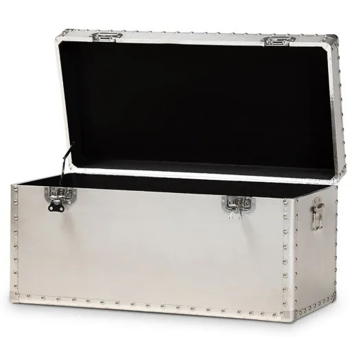 Baxton Studio Storage Cabinets<Serge 13.98" High Storage Trunk, Silver (160-10246-HiT)