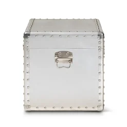 Baxton Studio Storage Cabinets<Serge 13.98" High Storage Trunk, Silver (160-10246-HiT)