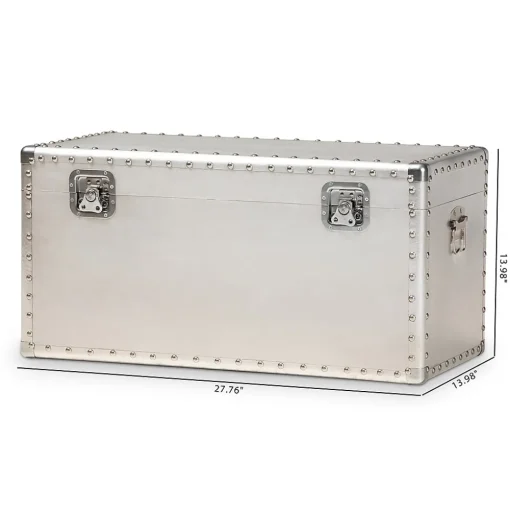 Baxton Studio Storage Cabinets<Serge 13.98" High Storage Trunk, Silver (160-10246-HiT)
