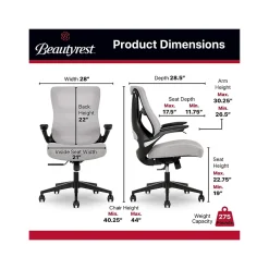 Beautyrest Ergonomic Chairs<ErgoMax Ergonomic Mesh/Fabric Swivel Task Chair, (60078-Gry)
