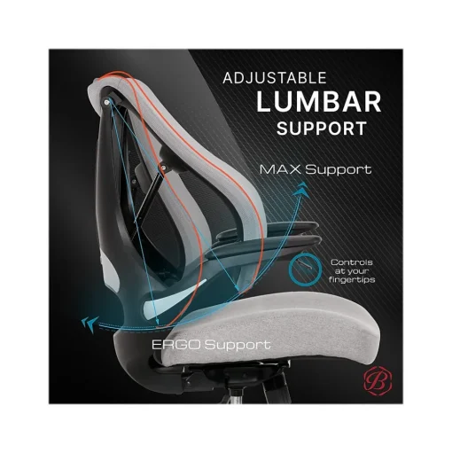 Beautyrest Ergonomic Chairs<ErgoMax Ergonomic Mesh/Fabric Swivel Task Chair, (60078-Gry)