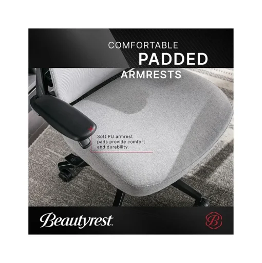 Beautyrest Ergonomic Chairs<ErgoMax Ergonomic Mesh/Fabric Swivel Task Chair, (60078-Gry)