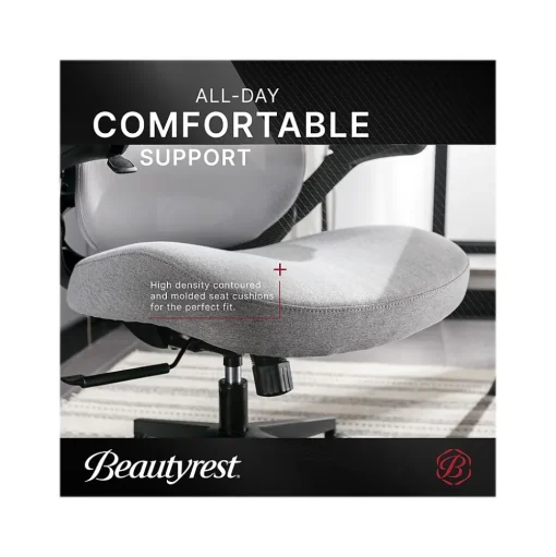 Beautyrest Ergonomic Chairs<ErgoMax Ergonomic Mesh/Fabric Swivel Task Chair, (60078-Gry)