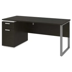 bestar Office Desks<Aquarius 66" Pedestal Desk, Deep Grey/White (114400-000032)
