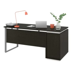 bestar Office Desks<Aquarius 66" Pedestal Desk, Deep Grey/White (114400-000032)