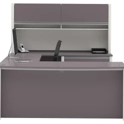 bestar Office Desks<Connexion Collection 71" U-Shaped Desk with Oversize Pedestal and Hutch, Sandstone/Slate (93863-59)