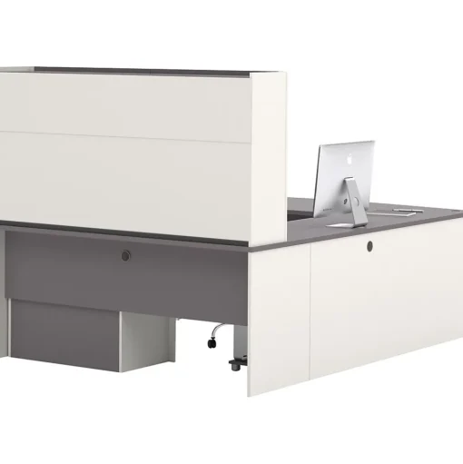 bestar Office Desks<Connexion Collection 71" U-Shaped Desk with Oversize Pedestal and Hutch, Sandstone/Slate (93863-59)