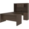 bestar Office Desks<Logan 66" U-Shaped Desk with Hutch, Brown (46410-52)