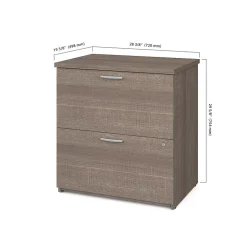 bestar Corner Desks<Logan 66" U-Shaped Executive Desk with Hutch, Lateral File Cabinet, and Bookcase, Bark Grey (46851-47)
