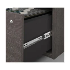 bestar Corner Desks<Logan 66" U-Shaped Executive Desk with Hutch, Lateral File Cabinet, and Bookcase, Bark Grey (46851-47)