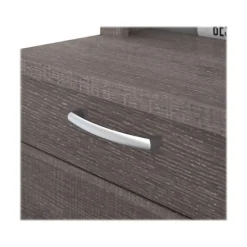 bestar Corner Desks<Logan 66" U-Shaped Executive Desk with Hutch, Lateral File Cabinet, and Bookcase, Bark Grey (46851-47)