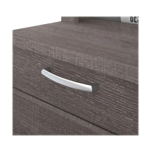 bestar Corner Desks<Logan 66" U-Shaped Executive Desk with Hutch, Lateral File Cabinet, and Bookcase, Bark Grey (46851-47)