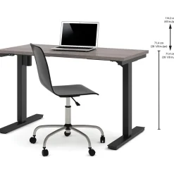bestar Standing Desks<Pro-Linea 28 - 45'' Electric Height-Adjustable Table, Bark Grey (65857-47)
