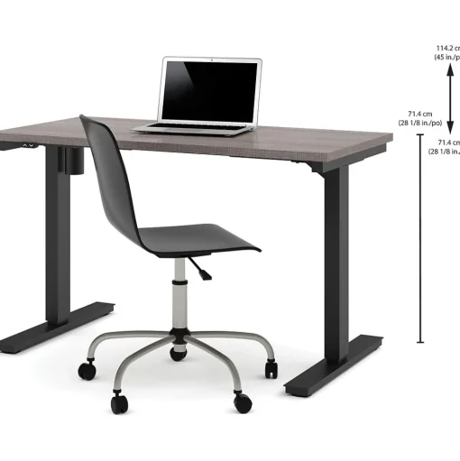 bestar Standing Desks<Pro-Linea 28 - 45'' Electric Height-Adjustable Table, Bark Grey (65857-47)