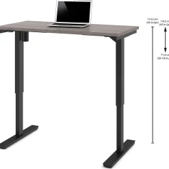 bestar Standing Desks<Pro-Linea 28 - 45'' Electric Height-Adjustable Table, Bark Grey (65857-47)