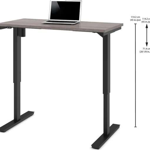 bestar Standing Desks<Pro-Linea 28 - 45'' Electric Height-Adjustable Table, Bark Grey (65857-47)