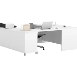 bestar Computer Desks<Pro-Linea 71" U-Desk, White (120861-17)