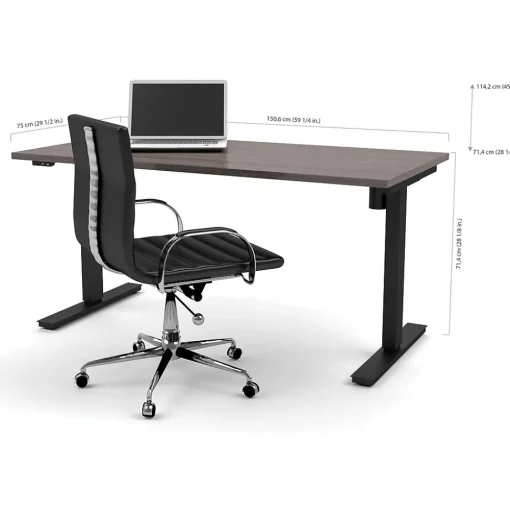 bestar Standing Desks<Pro-Linea 30" x 60" Electric Height-Adjustable Table, Bark Grey (65867-47)