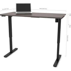 bestar Standing Desks<Pro-Linea 30" x 60" Electric Height-Adjustable Table, Bark Grey (65867-47)