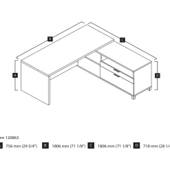 bestar L-Desks<Pro-Linea L-Desk, White (120863-17)