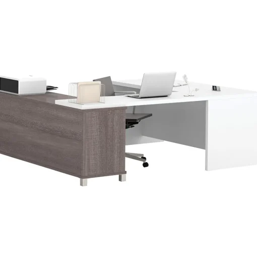 bestar Computer Desks<Pro-Linea U-Desk, Bark Grey/White (120895-47)