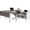 bestar Computer Desks<Pro-Linea U-Desk, White/Bark Grey (120881-47)