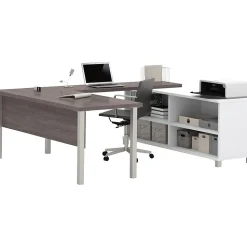 bestar Computer Desks<Pro-Linea U-Desk, White/Bark Grey (120881-47)