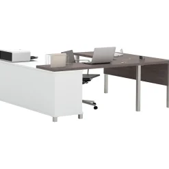 bestar Computer Desks<Pro-Linea U-Desk, White/Bark Grey (120881-47)