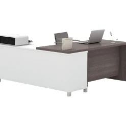 bestar L-Desks<Pro-Linea 71"W L-Desk, White & Bark Grey (120885-47)