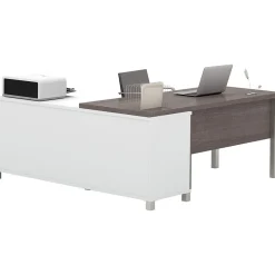 bestar L-Desks<Pro-Linea 71"W L-Desk, White & Bark Grey (120883-47)