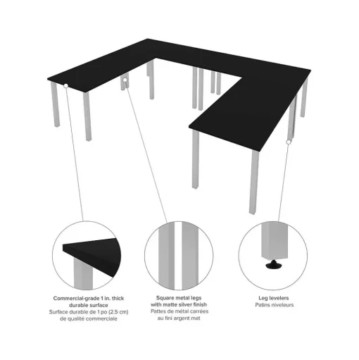 bestar Office Desks<Universel 60" Table Desk, Black (65901-000018)