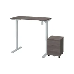 bestar Standing Desks<Universel 28"-45"H Adjustable Standing Desk with Mobile Pedestal, Bark Gray (65842-47)